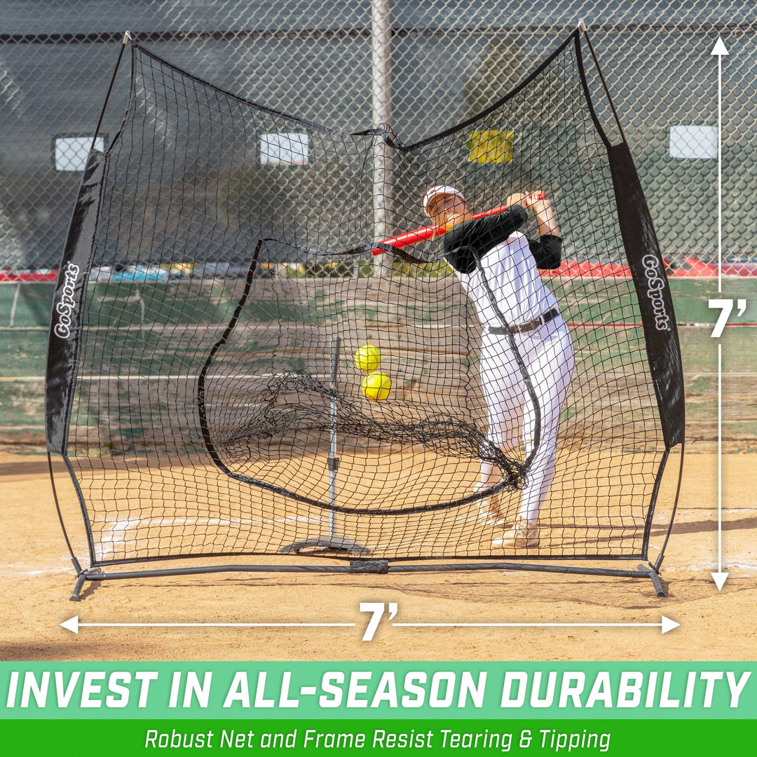 PlayGoSports.com GoSports Team Tone 7 ft x 7 ft Baseball & Softball Practice Hitting & Pitching Net in Team Colors