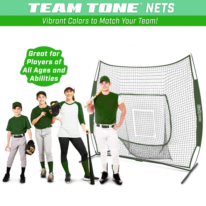 PlayGoSports.com GoSports Team Tone 7 ft x 7 ft Baseball & Softball Practice Hitting & Pitching Net in Team Colors