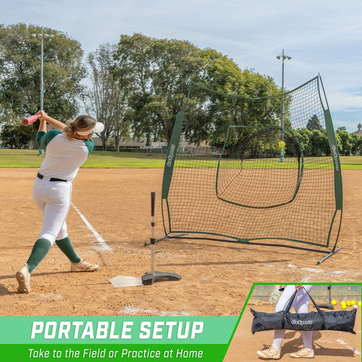 PlayGoSports.com GoSports Team Tone 7 ft x 7 ft Baseball & Softball Practice Hitting & Pitching Net in Team Colors