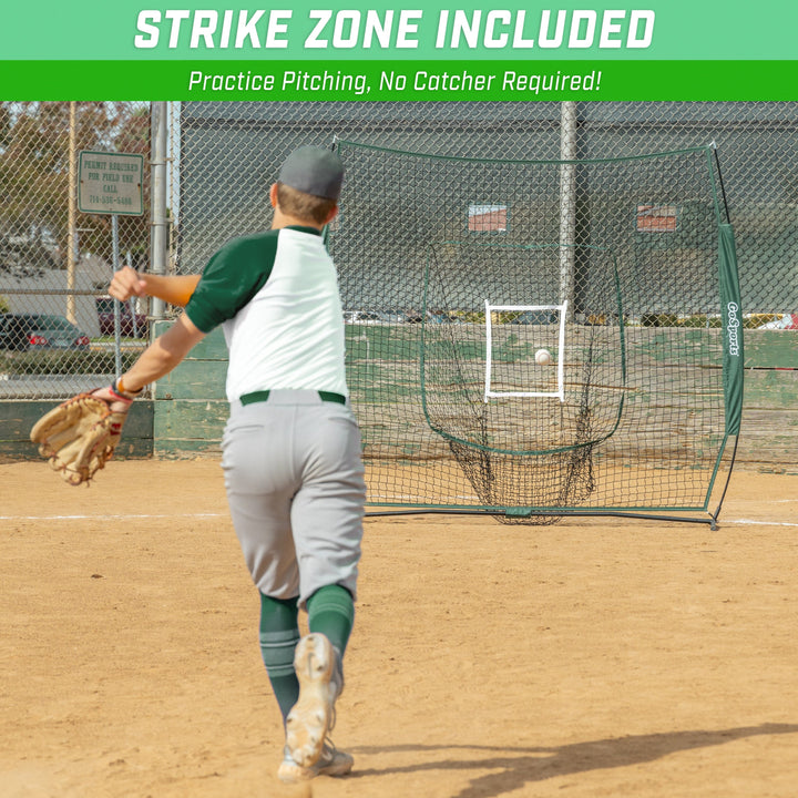 PlayGoSports.com GoSports Team Tone 7 ft x 7 ft Baseball & Softball Practice Hitting & Pitching Net in Team Colors