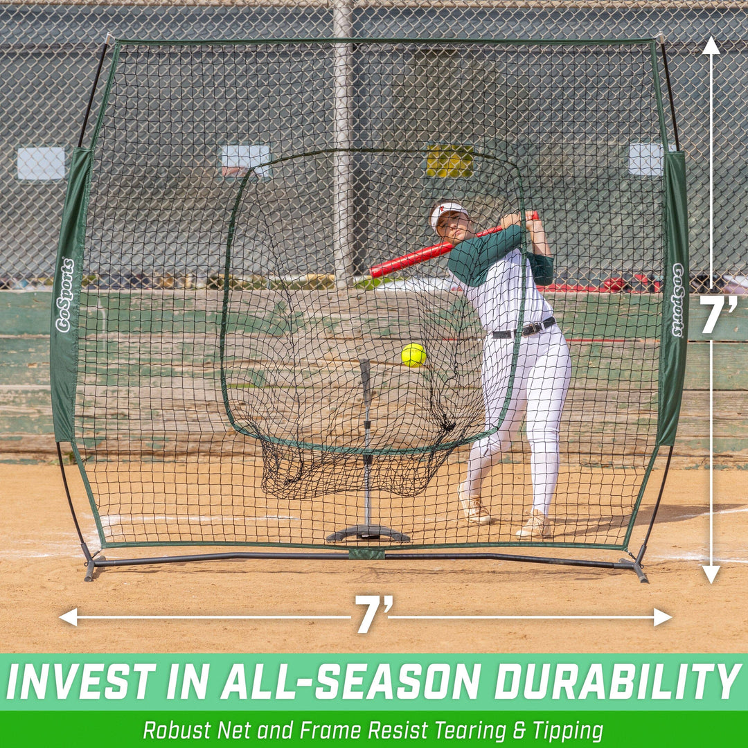 PlayGoSports.com GoSports Team Tone 7 ft x 7 ft Baseball & Softball Practice Hitting & Pitching Net in Team Colors