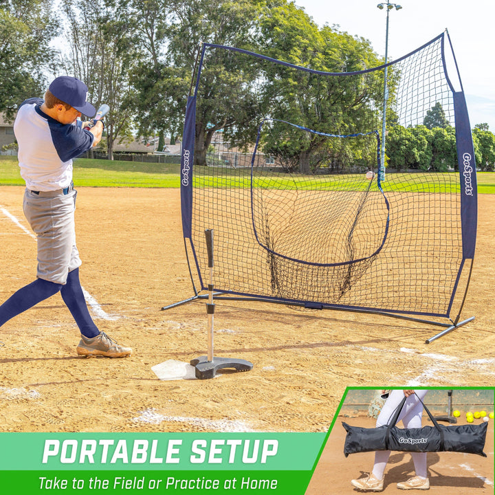 PlayGoSports.com GoSports Team Tone 7 ft x 7 ft Baseball & Softball Practice Hitting & Pitching Net in Team Colors