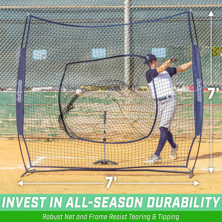 PlayGoSports.com GoSports Team Tone 7 ft x 7 ft Baseball & Softball Practice Hitting & Pitching Net in Team Colors