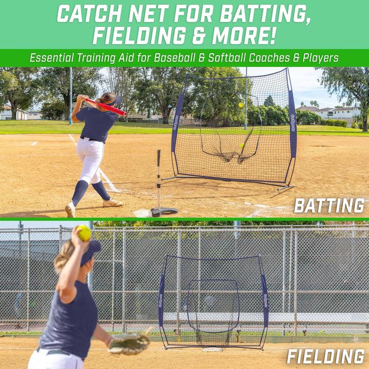 PlayGoSports.com GoSports Team Tone 7 ft x 7 ft Baseball & Softball Practice Hitting & Pitching Net in Team Colors