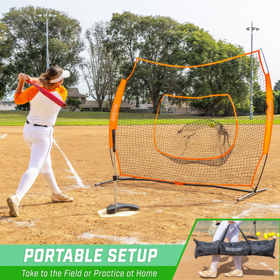 PlayGoSports.com GoSports Team Tone 7 ft x 7 ft Baseball & Softball Practice Hitting & Pitching Net in Team Colors