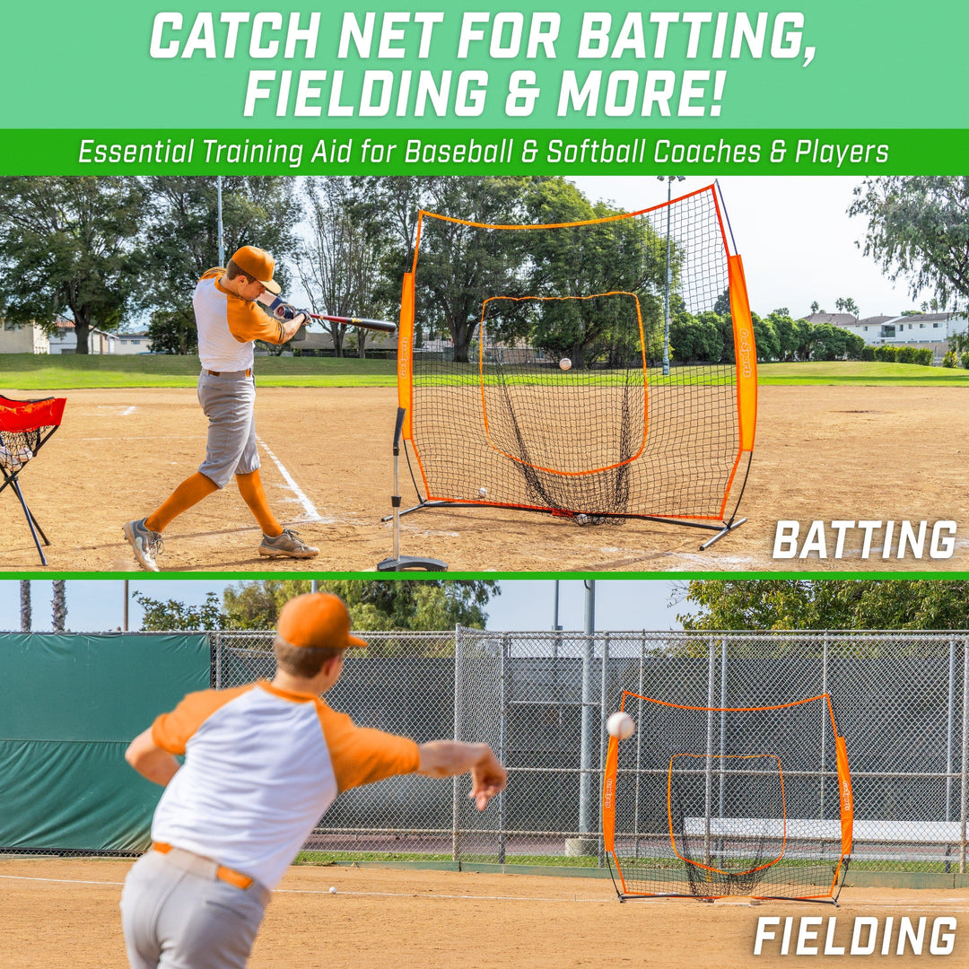 PlayGoSports.com GoSports Team Tone 7 ft x 7 ft Baseball & Softball Practice Hitting & Pitching Net in Team Colors
