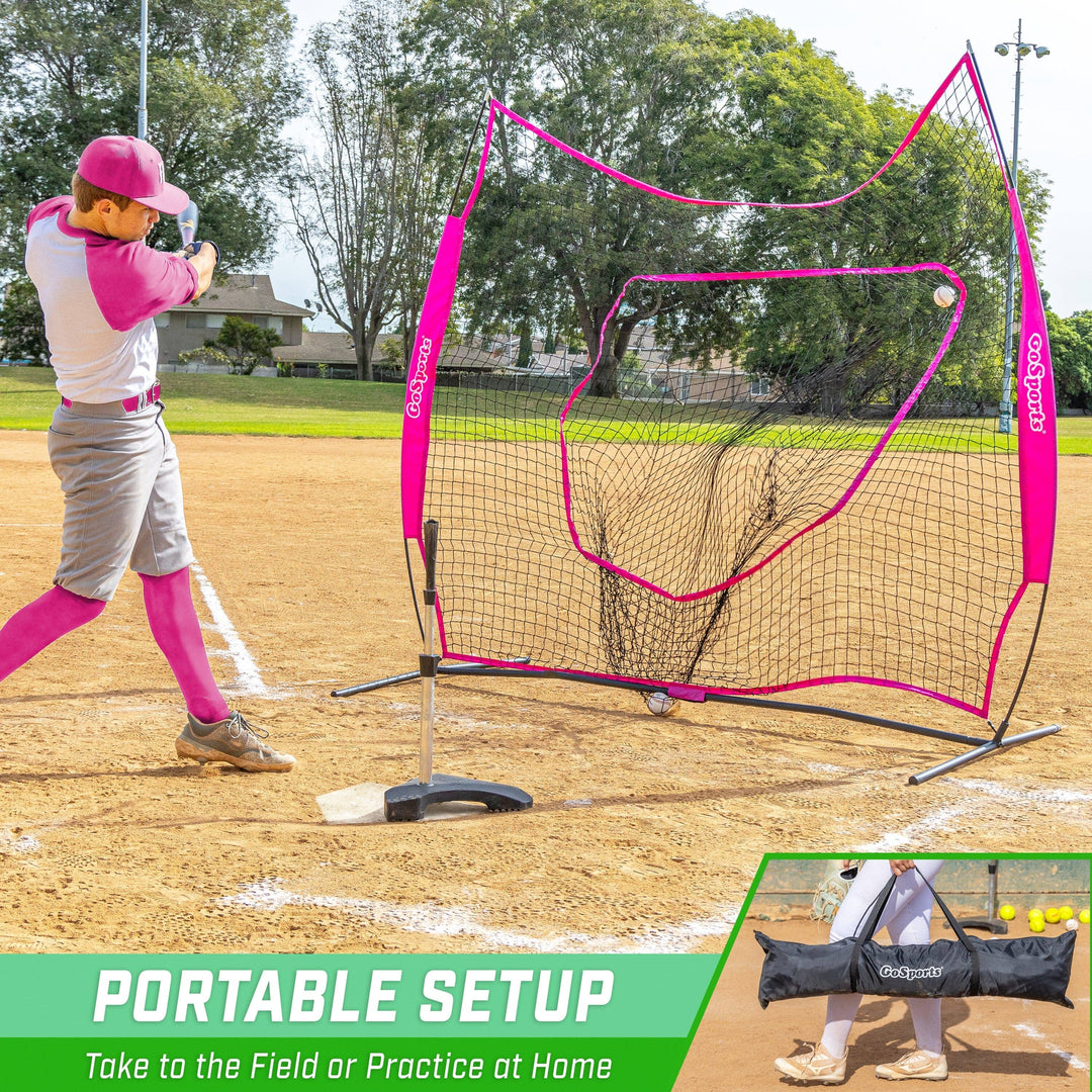 PlayGoSports.com GoSports Team Tone 7 ft x 7 ft Baseball & Softball Practice Hitting & Pitching Net in Team Colors