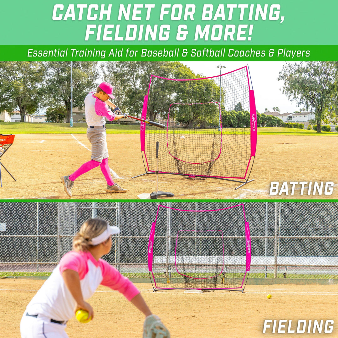 PlayGoSports.com GoSports Team Tone 7 ft x 7 ft Baseball & Softball Practice Hitting & Pitching Net in Team Colors