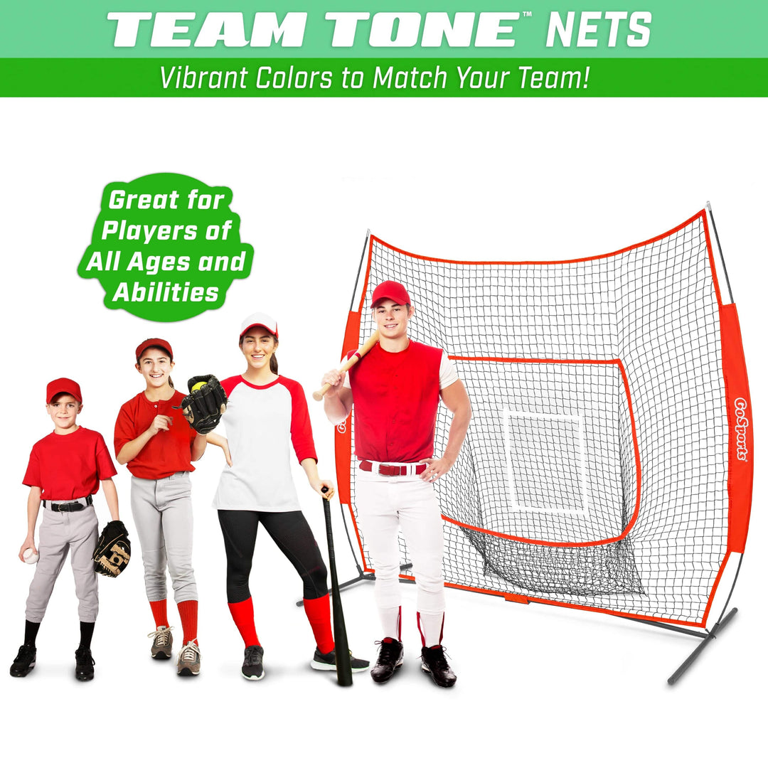 PlayGoSports.com GoSports Team Tone 7 ft x 7 ft Baseball & Softball Practice Hitting & Pitching Net in Team Colors