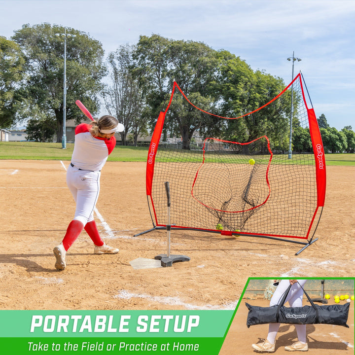 PlayGoSports.com GoSports Team Tone 7 ft x 7 ft Baseball & Softball Practice Hitting & Pitching Net in Team Colors