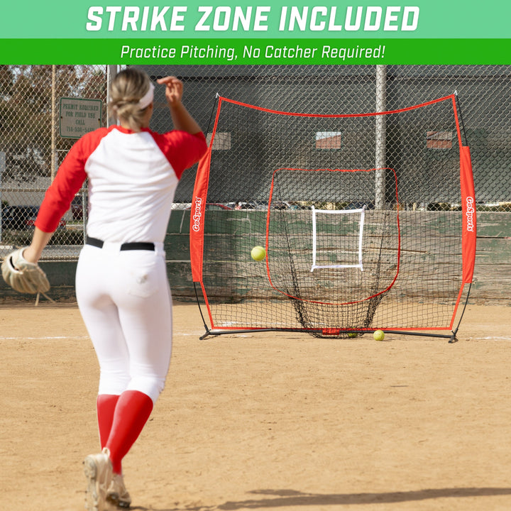 PlayGoSports.com GoSports Team Tone 7 ft x 7 ft Baseball & Softball Practice Hitting & Pitching Net in Team Colors