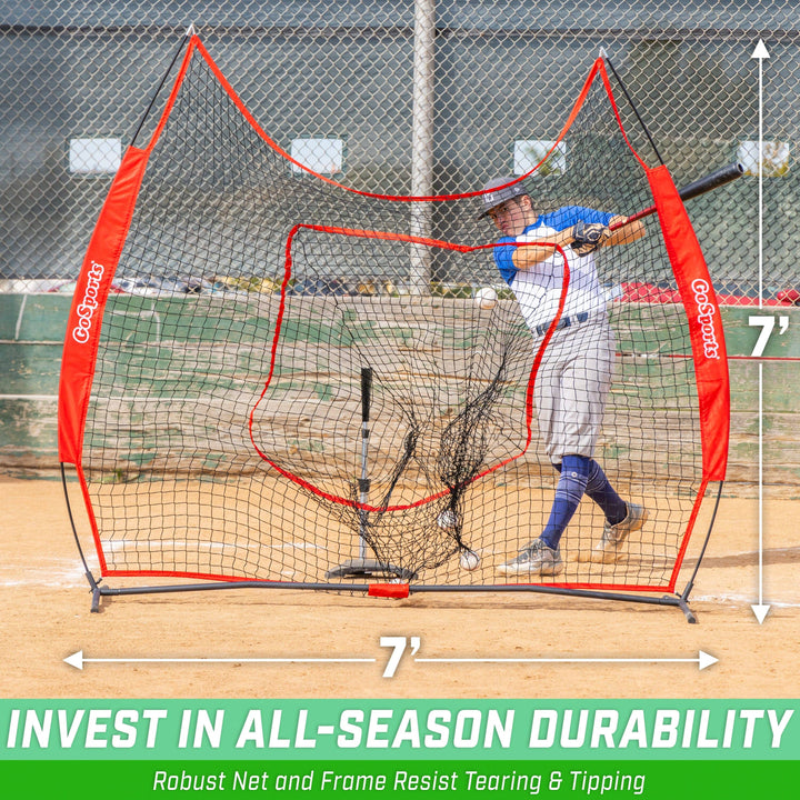 PlayGoSports.com GoSports Team Tone 7 ft x 7 ft Baseball & Softball Practice Hitting & Pitching Net in Team Colors