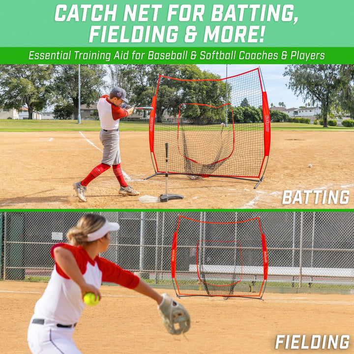 PlayGoSports.com GoSports Team Tone 7 ft x 7 ft Baseball & Softball Practice Hitting & Pitching Net in Team Colors