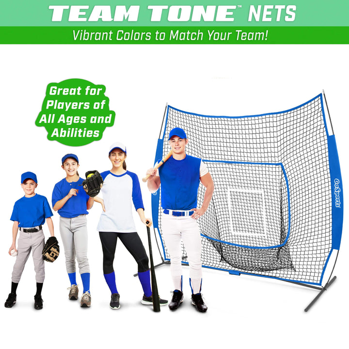 PlayGoSports.com GoSports Team Tone 7 ft x 7 ft Baseball & Softball Practice Hitting & Pitching Net in Team Colors