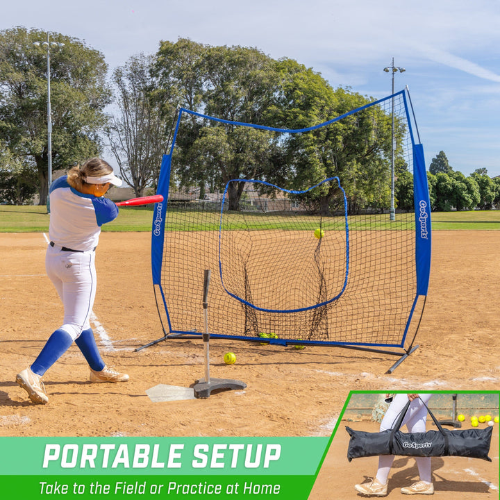 PlayGoSports.com GoSports Team Tone 7 ft x 7 ft Baseball & Softball Practice Hitting & Pitching Net in Team Colors