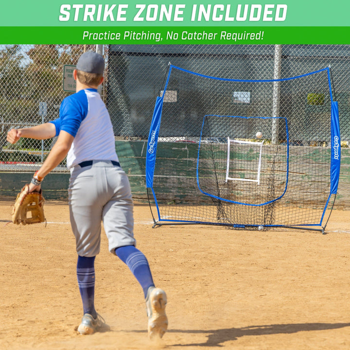 PlayGoSports.com GoSports Team Tone 7 ft x 7 ft Baseball & Softball Practice Hitting & Pitching Net in Team Colors