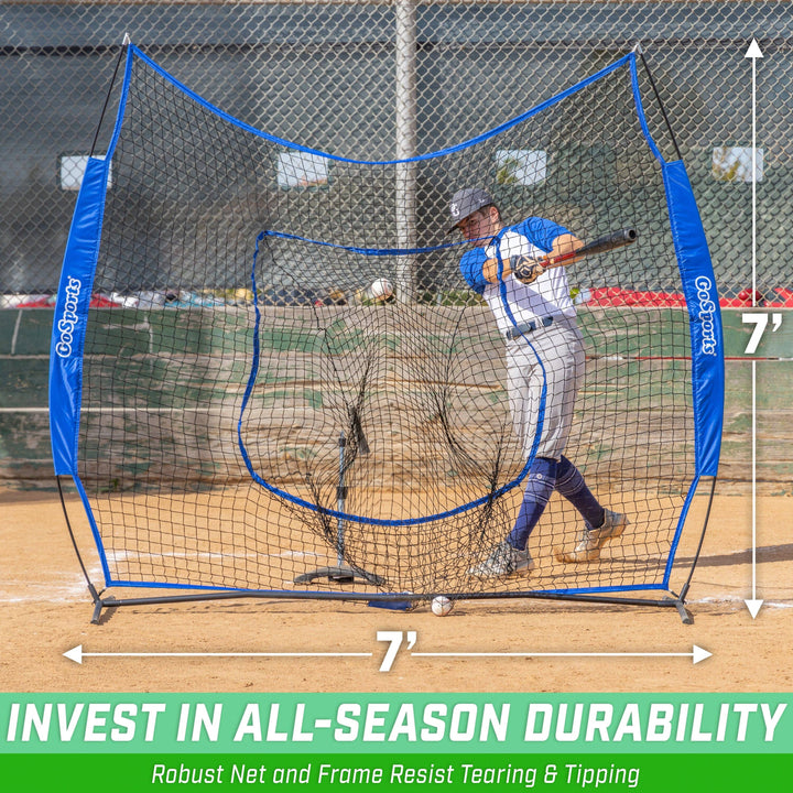 PlayGoSports.com GoSports Team Tone 7 ft x 7 ft Baseball & Softball Practice Hitting & Pitching Net in Team Colors