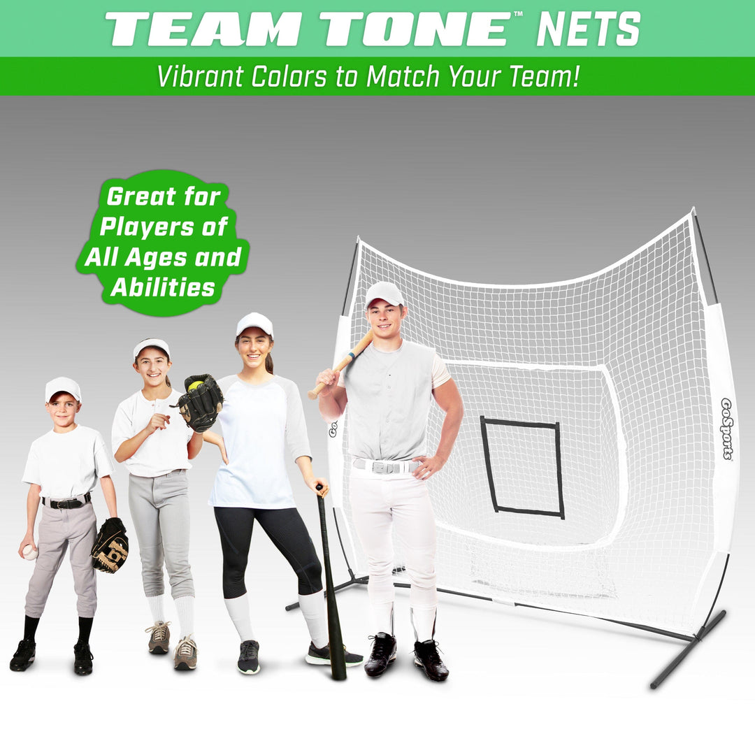 PlayGoSports.com GoSports Team Tone 7 ft x 7 ft Baseball & Softball Practice Hitting & Pitching Net in Team Colors