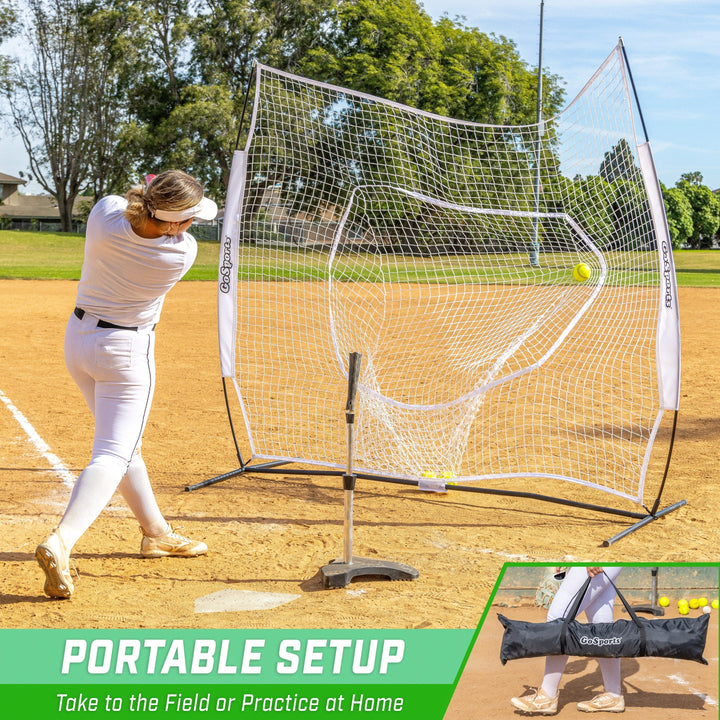 PlayGoSports.com GoSports Team Tone 7 ft x 7 ft Baseball & Softball Practice Hitting & Pitching Net in Team Colors