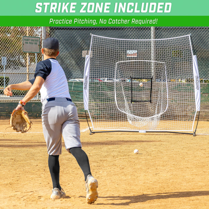 PlayGoSports.com GoSports Team Tone 7 ft x 7 ft Baseball & Softball Practice Hitting & Pitching Net in Team Colors
