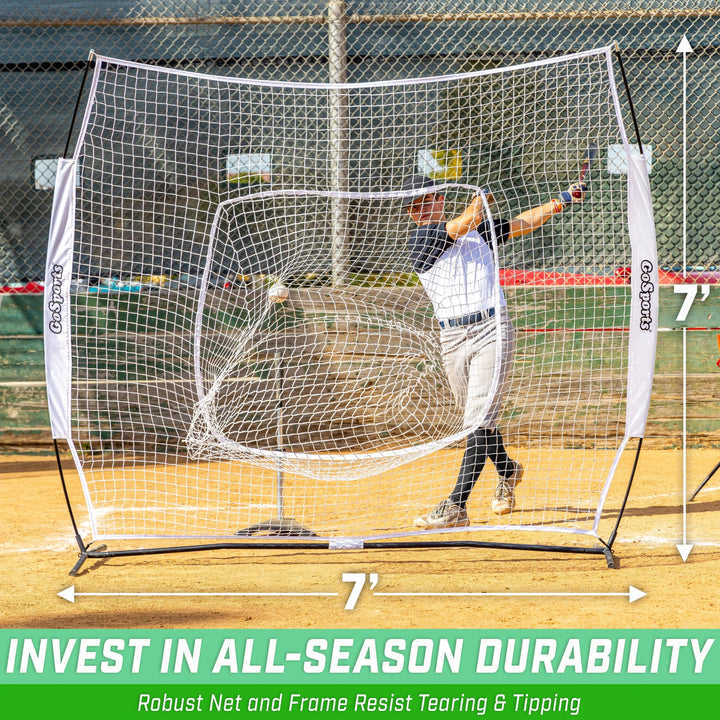 PlayGoSports.com GoSports Team Tone 7 ft x 7 ft Baseball & Softball Practice Hitting & Pitching Net in Team Colors