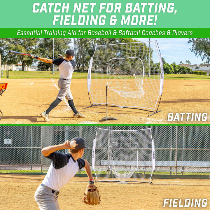 PlayGoSports.com GoSports Team Tone 7 ft x 7 ft Baseball & Softball Practice Hitting & Pitching Net in Team Colors