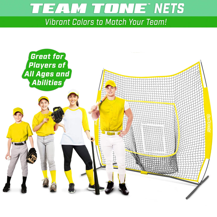 PlayGoSports.com GoSports Team Tone 7 ft x 7 ft Baseball & Softball Practice Hitting & Pitching Net in Team Colors