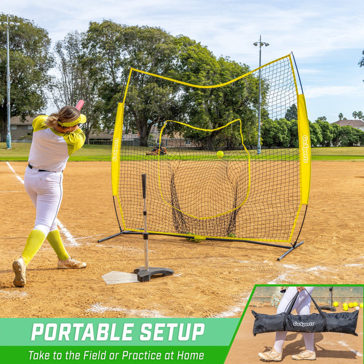 PlayGoSports.com GoSports Team Tone 7 ft x 7 ft Baseball & Softball Practice Hitting & Pitching Net in Team Colors