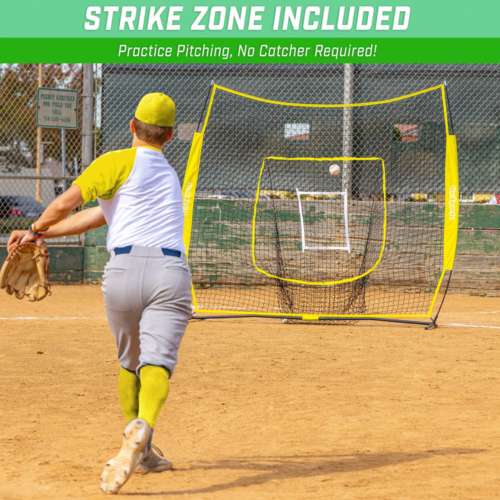 PlayGoSports.com GoSports Team Tone 7 ft x 7 ft Baseball & Softball Practice Hitting & Pitching Net in Team Colors