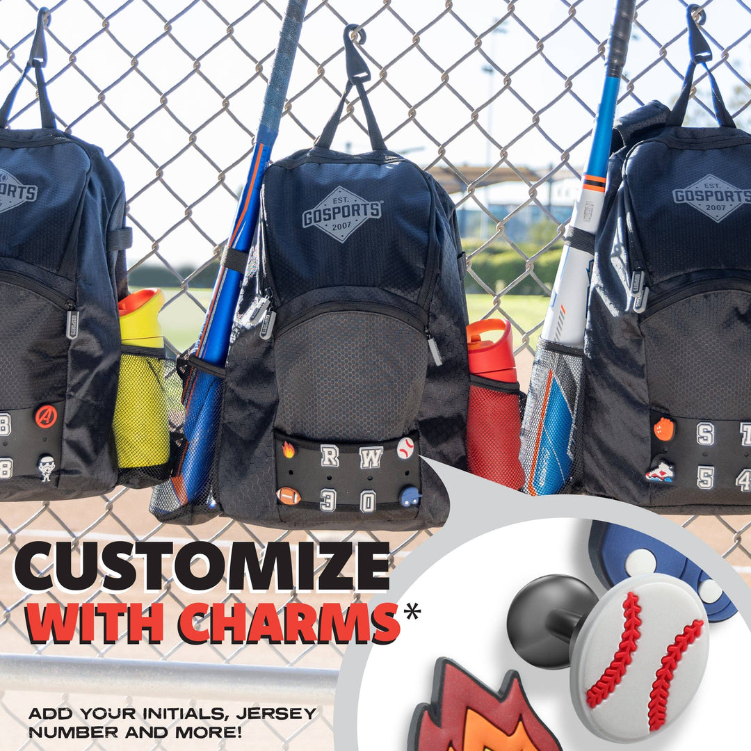 PlayGoSports.com GoSports Youth Baseball and Softball Bag with Customizable Charm Panel