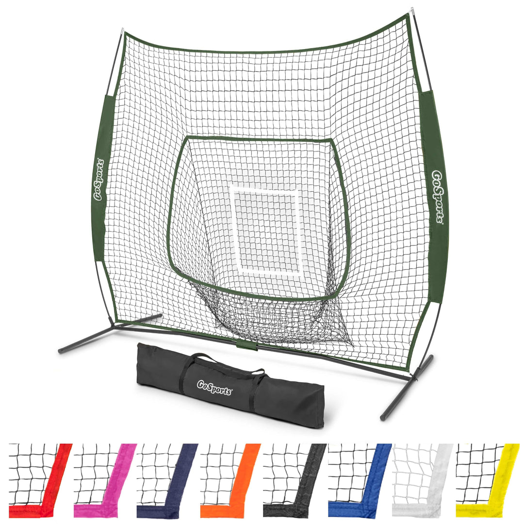 PlayGoSports.com Green GoSports Team Tone 7 ft x 7 ft Baseball & Softball Practice Hitting & Pitching Net in Team Colors