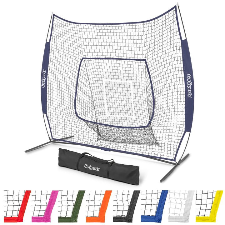PlayGoSports.com Navy GoSports Team Tone 7 ft x 7 ft Baseball & Softball Practice Hitting & Pitching Net in Team Colors