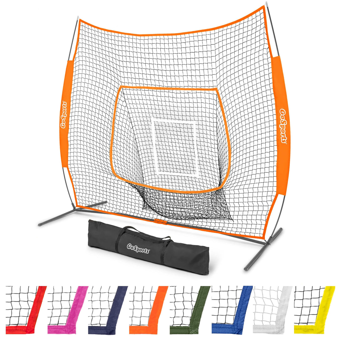 PlayGoSports.com Orange GoSports Team Tone 7 ft x 7 ft Baseball & Softball Practice Hitting & Pitching Net in Team Colors