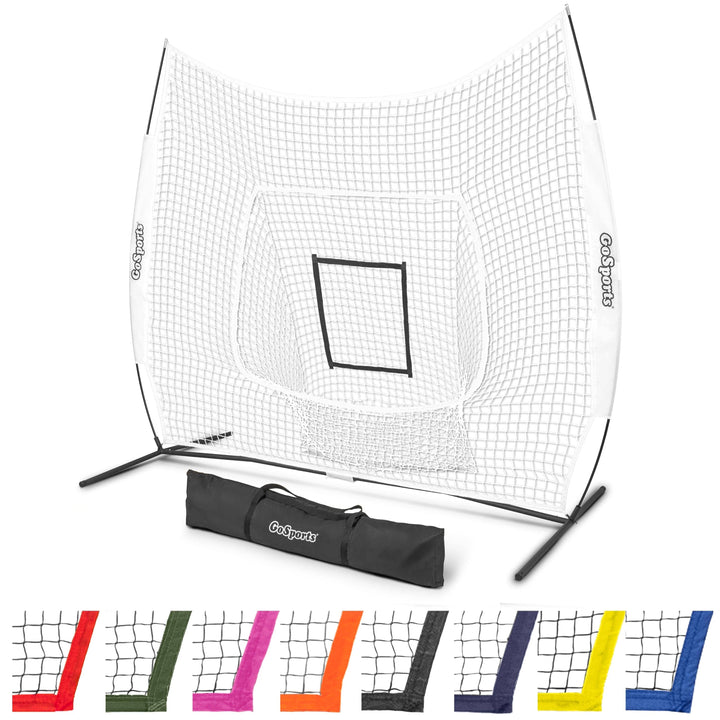 PlayGoSports.com White GoSports Team Tone 7 ft x 7 ft Baseball & Softball Practice Hitting & Pitching Net in Team Colors