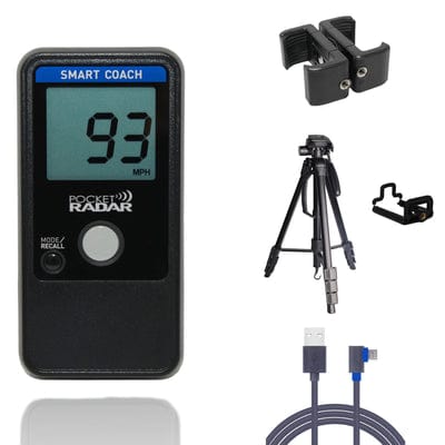 Pocket Radar Radar Bundle Smart Coach Radar™ Bundle with Deluxe Tripod, Universal Mount, and Right Angle USB Cable | Pocket Radar