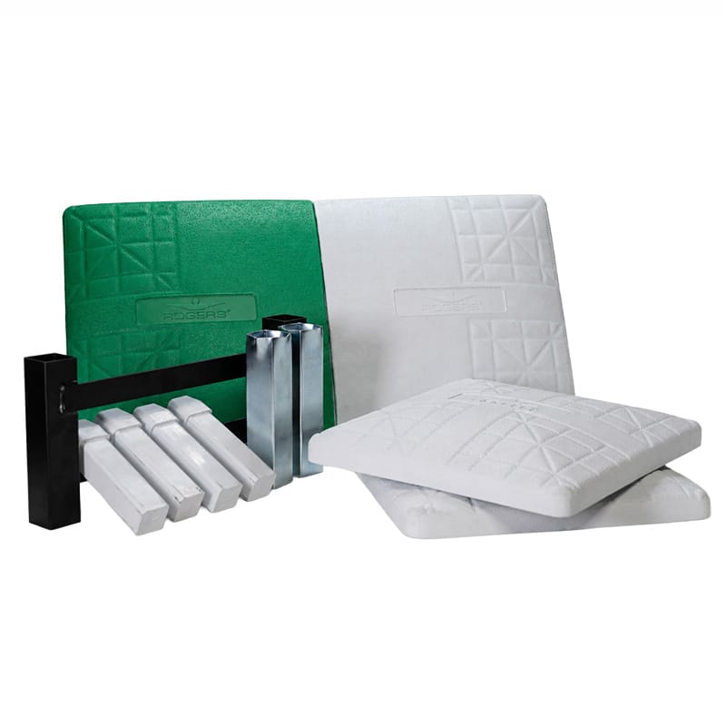 Rogers Field Equipment Green Flexy™ Baseball Base Set with Double First Base | Rogers® Base Company