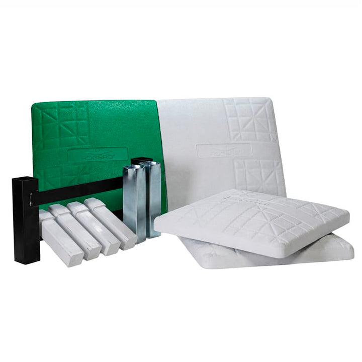 Rogers Field Equipment Green Flexy™ Baseball Base Set with Double First Base | Rogers® Base Company