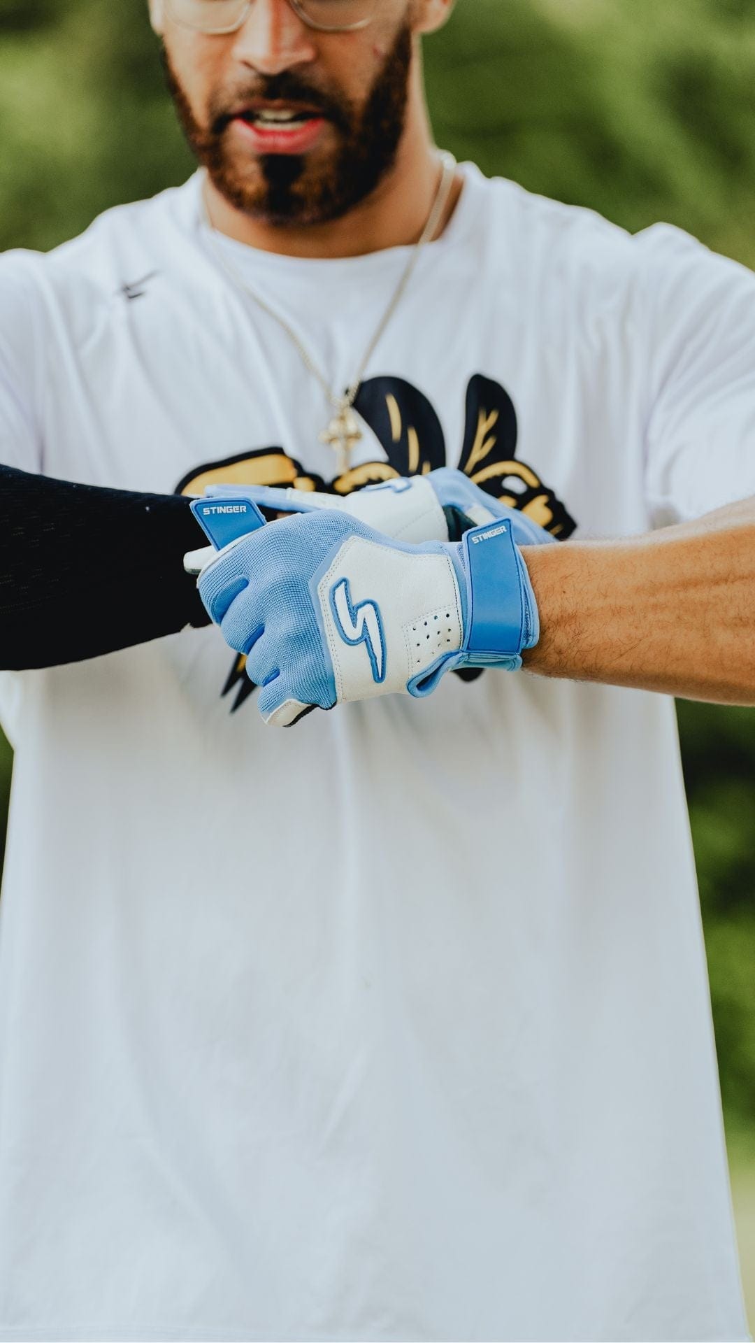 Stinger Sports Batting Gloves Sting Squad Batting Gloves - Columbia/White & Graphite