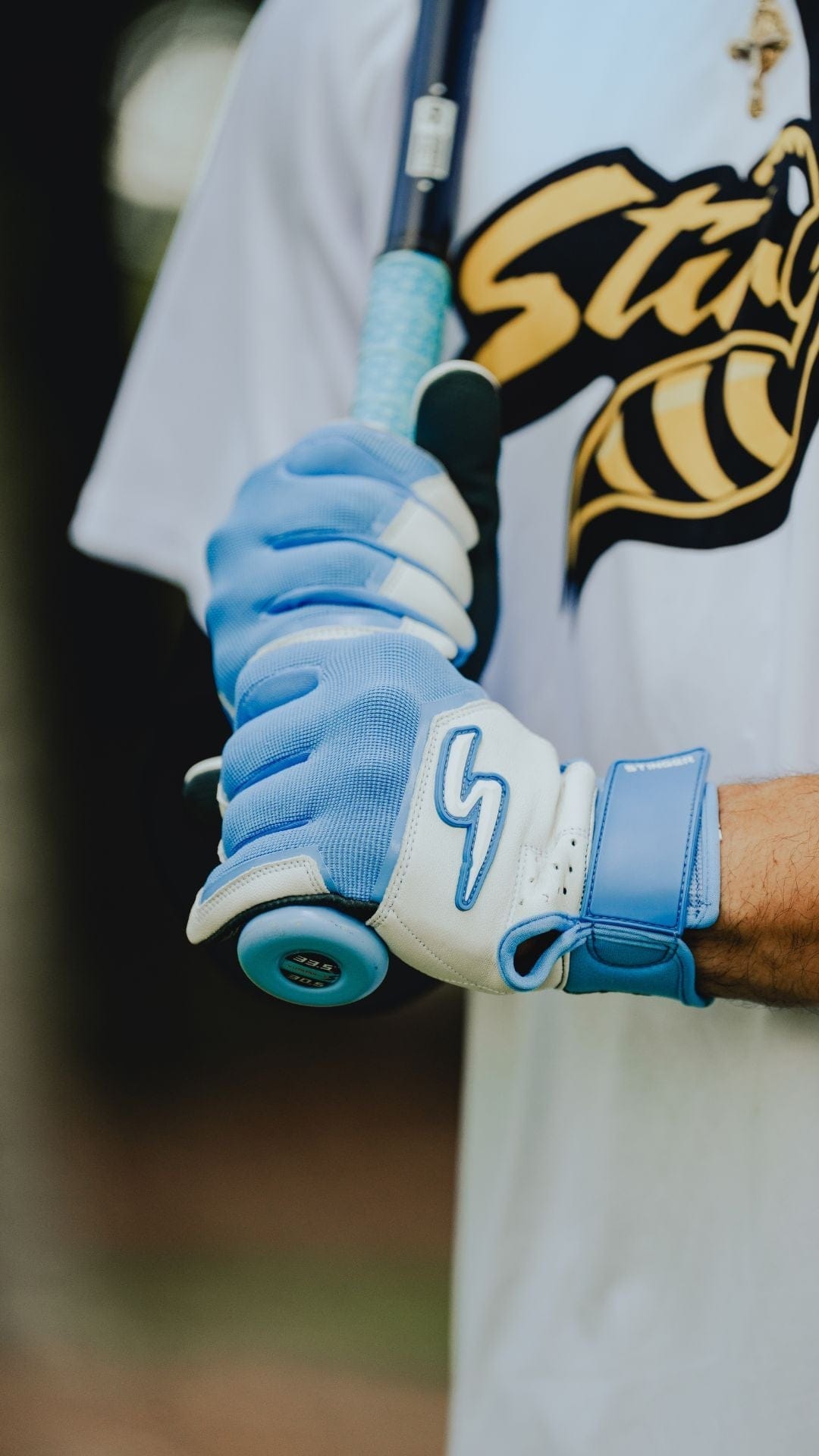 Stinger Sports Batting Gloves Sting Squad Batting Gloves - Columbia/White & Graphite