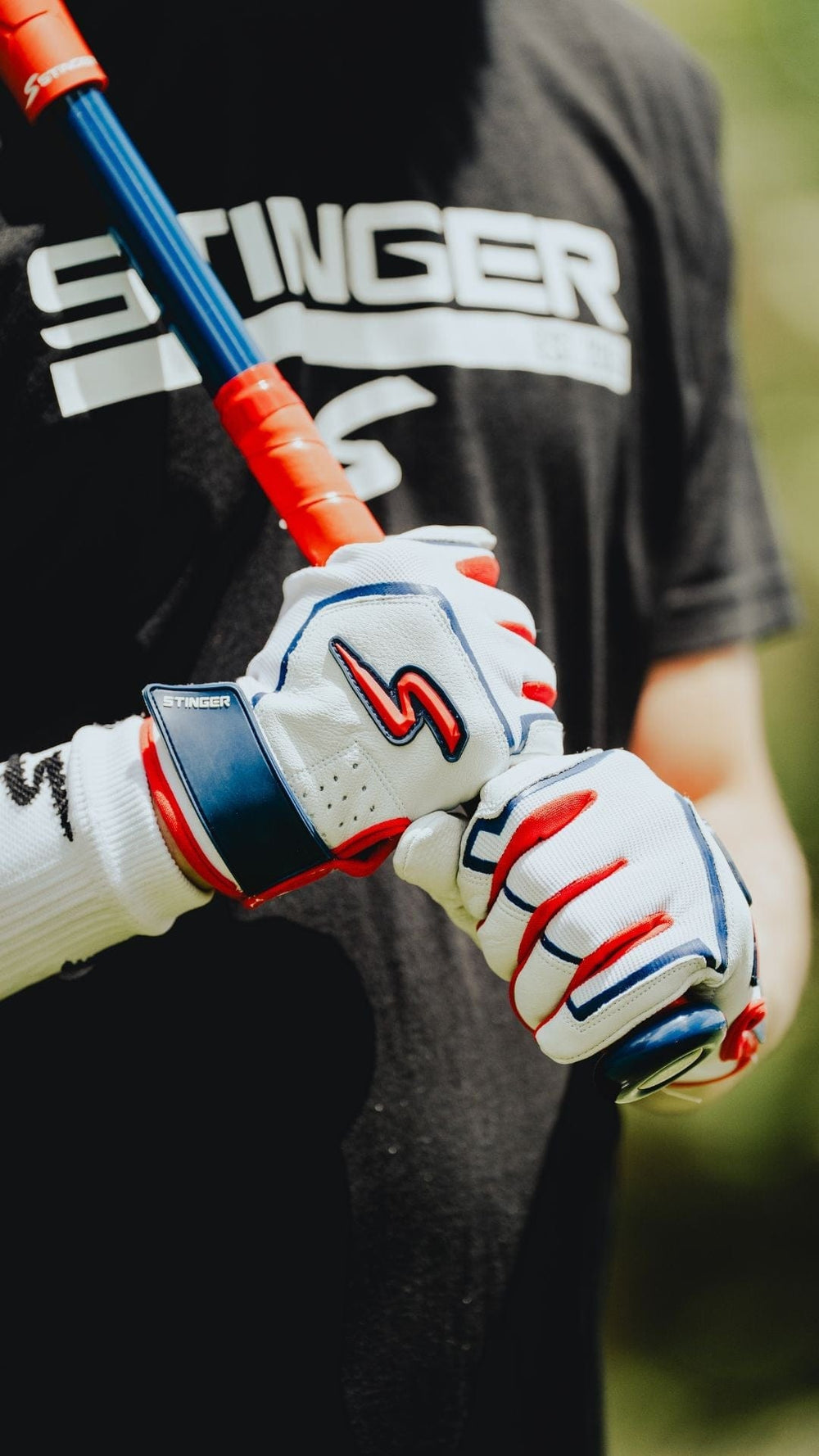 Stinger Sports Batting Gloves Sting Squad Batting Gloves - Red, White & True