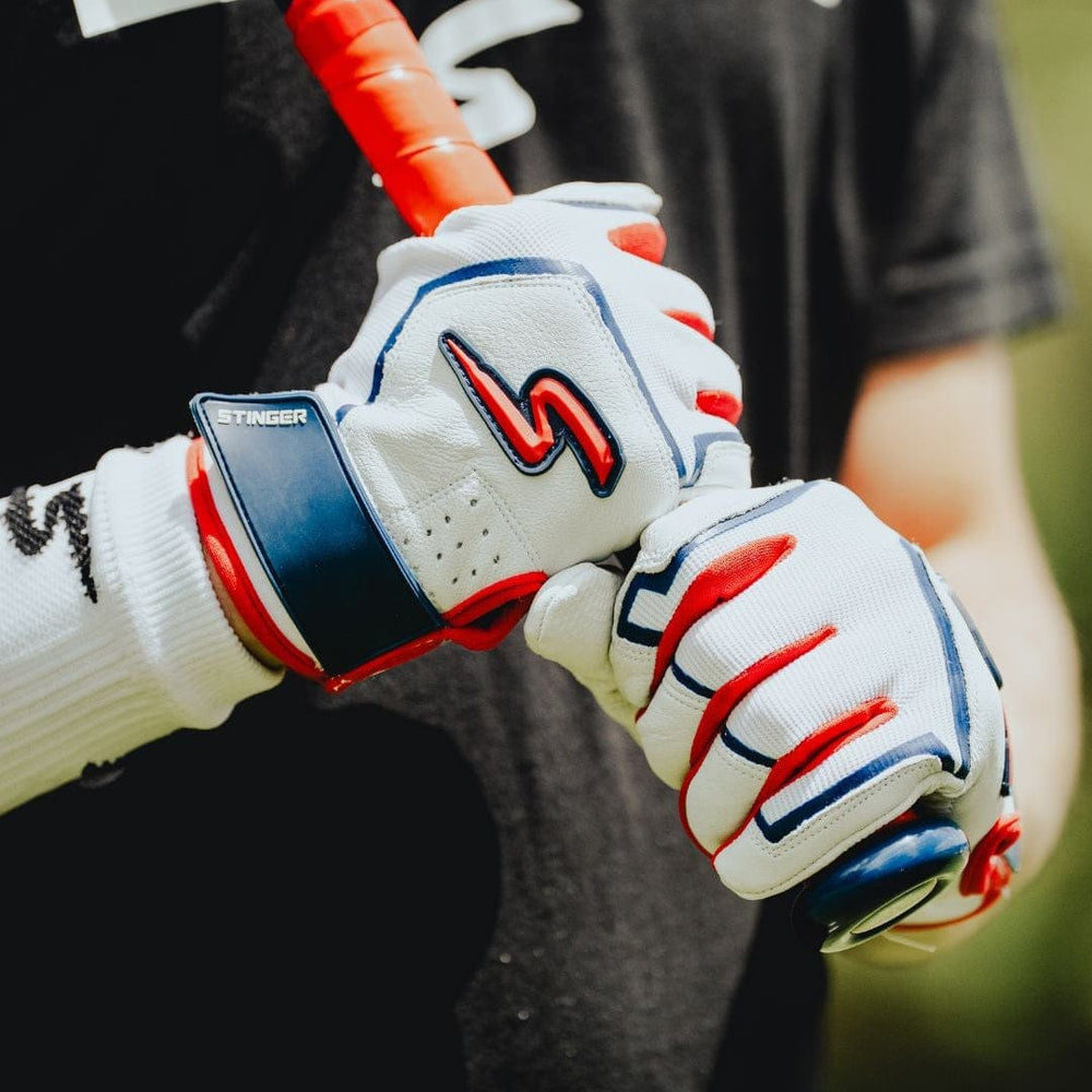 Stinger Sports Batting Gloves Sting Squad Batting Gloves - Red, White & True