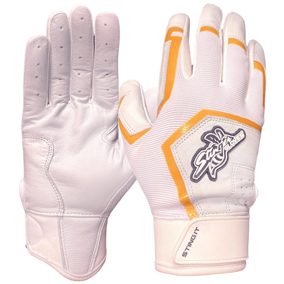 Stinger Sports Batting Gloves Sting Squad Batting Gloves - White & Gold