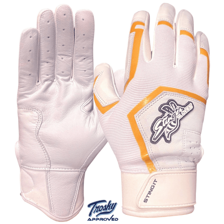 Stinger Sports Batting Gloves Sting Squad Batting Gloves - White & Gold