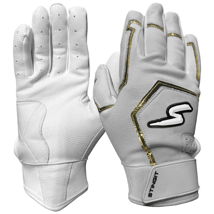Stinger Sports Batting Gloves Sting Squad Batting Gloves - White & Gold Chrome