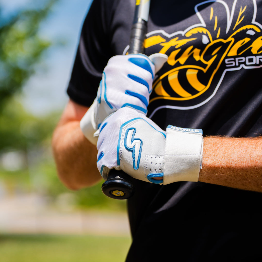 Stinger Sports Batting Gloves Winder Series Batting Gloves - Columbia Blue & White