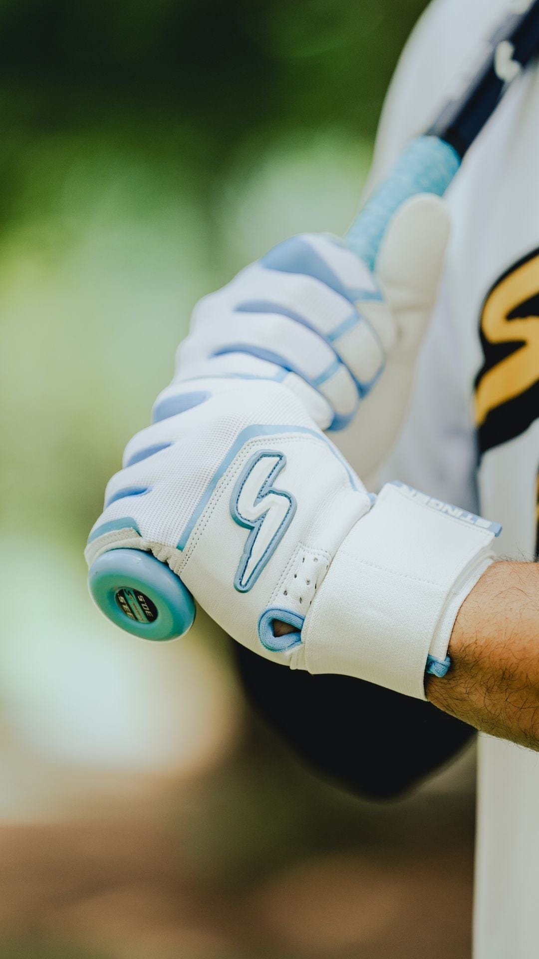Stinger Sports Batting Gloves Winder Series Batting Gloves - Columbia Blue/White & Graphite