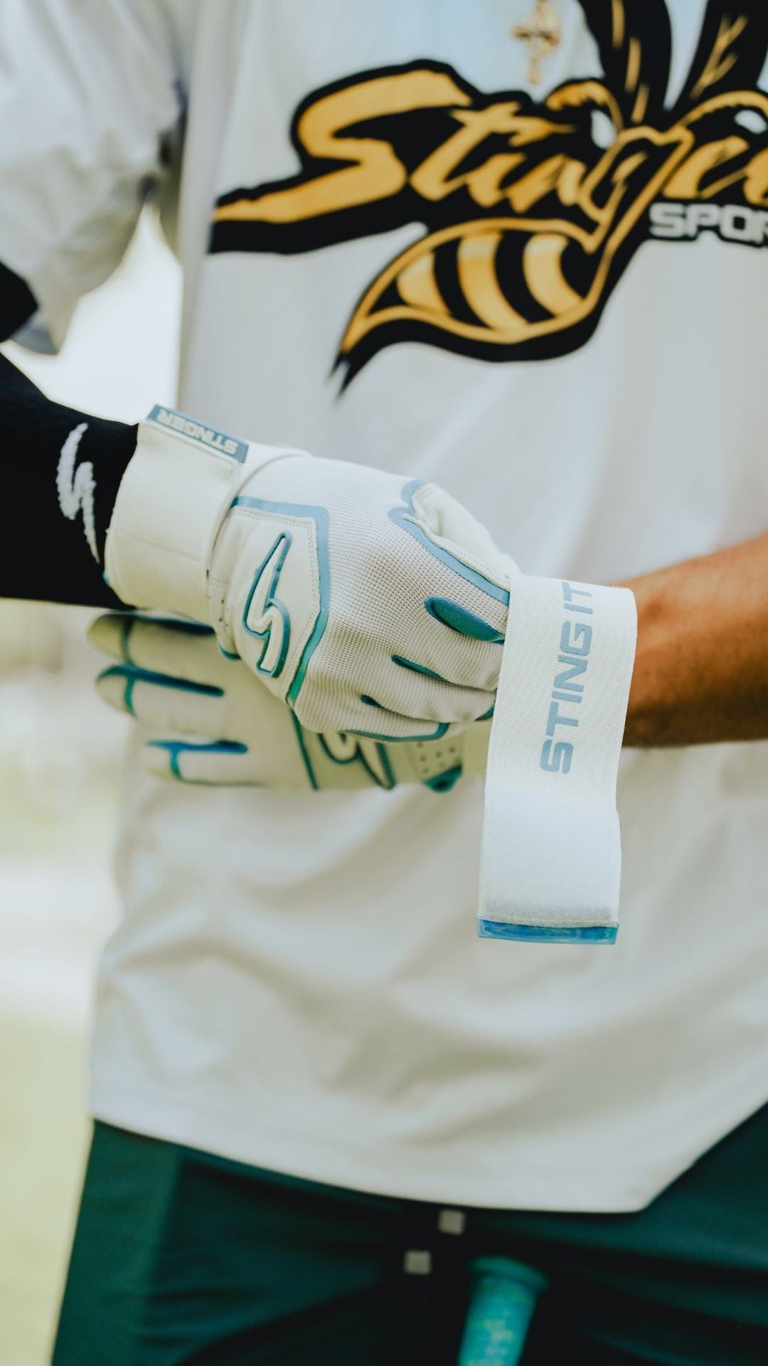 Stinger Sports Batting Gloves Winder Series Batting Gloves - Columbia Blue/White & Graphite