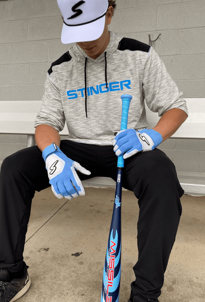 Stinger Sports Batting Gloves Winder Series Batting Gloves - Columbia Blue/White & Graphite