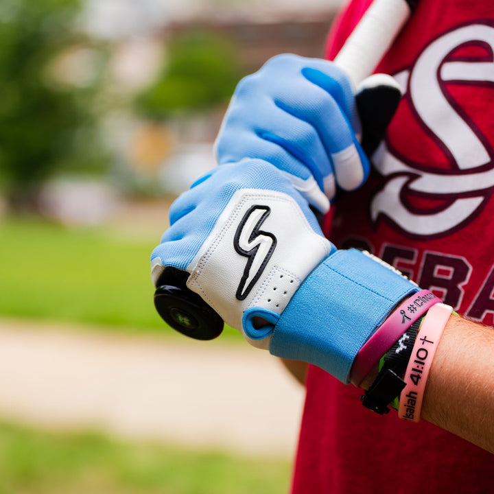 Stinger Sports Batting Gloves Winder Series Batting Gloves - Columbia Blue/White & Graphite