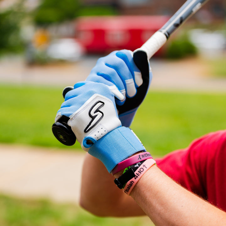 Stinger Sports Batting Gloves Winder Series Batting Gloves - Columbia Blue/White & Graphite
